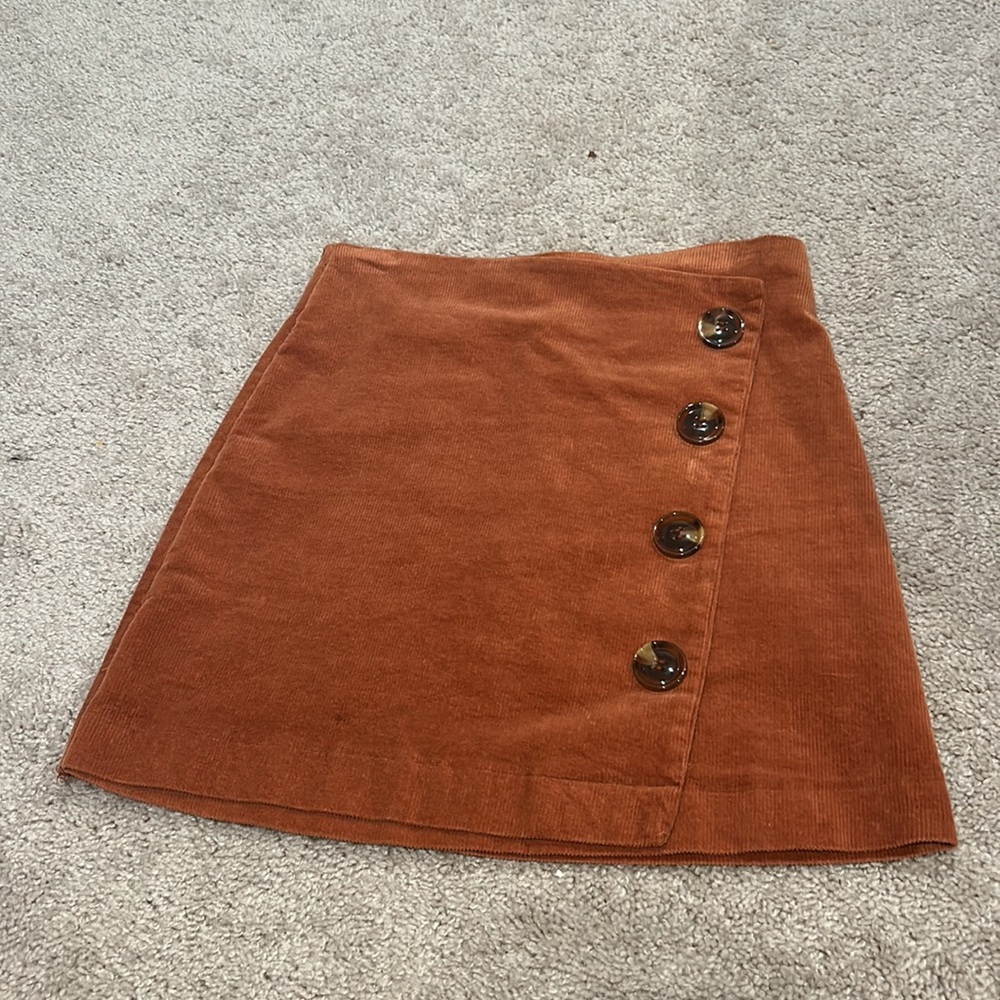 Altar’d State Orange Brown Corduroy Mini Skirt - Picture 2 of 5